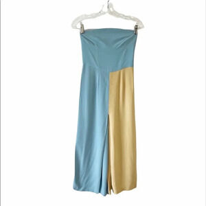 Giulietta Two Tone Strapless Palazzo Jumpsuit Made in Italy Blue Yellow EU 38‎